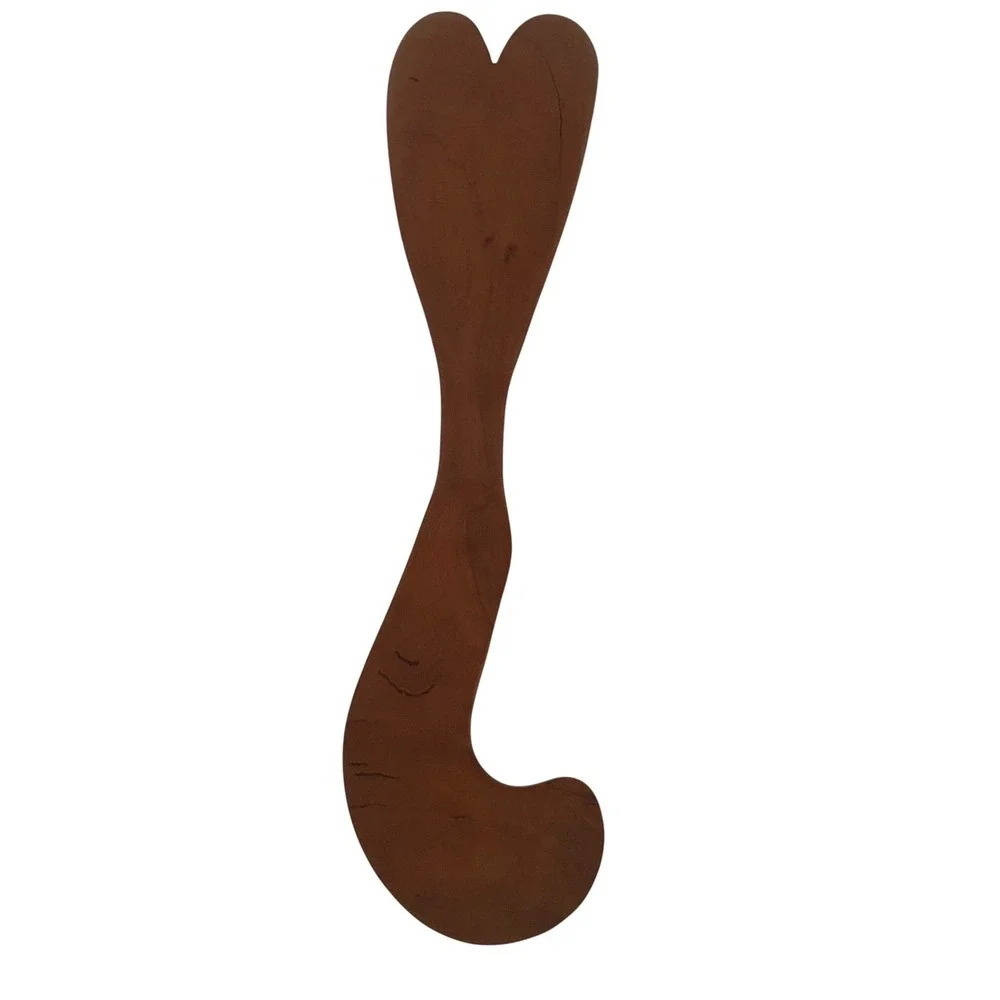 Handmade Curved Wood Heart Salad Server Utensil OvenRack Tool Primitive Brown